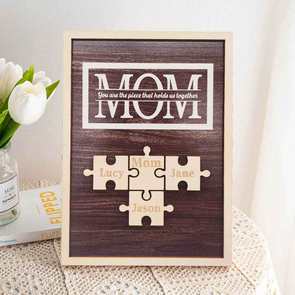 Personalized Mom Puzzle Plaque You Are the Piece That Holds Us Together Gifts for Mom - NameNecklace