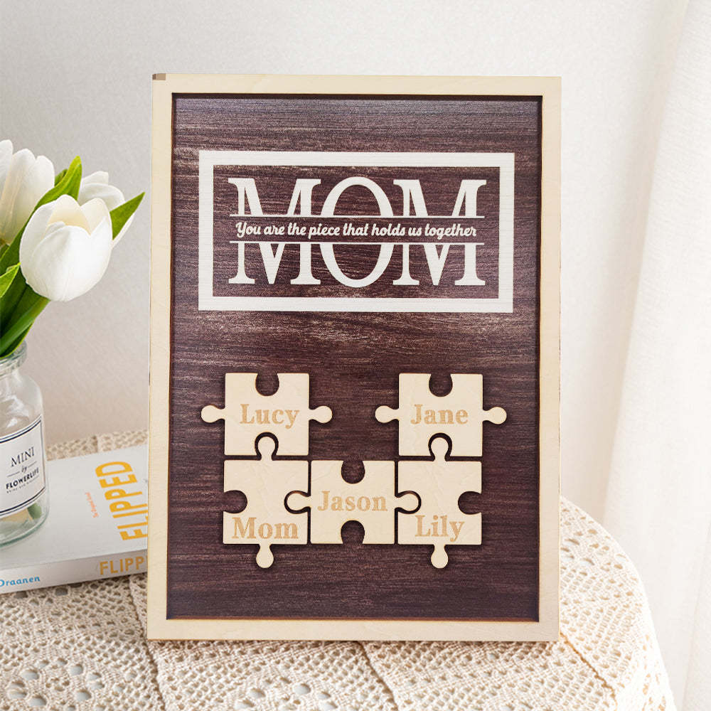 Personalized Mom Puzzle Plaque You Are the Piece That Holds Us Together Gifts for Mom - NameNecklace