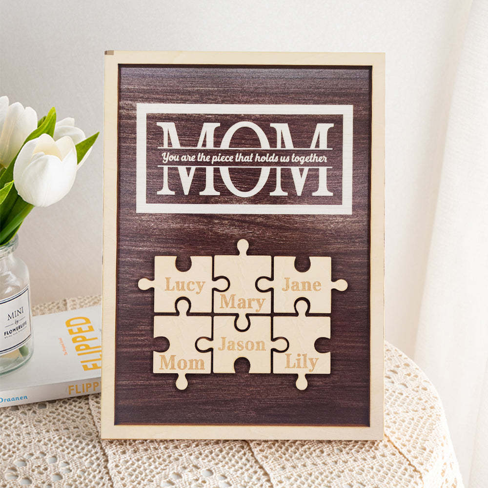 Personalized Mom Puzzle Plaque You Are the Piece That Holds Us Together Gifts for Mom - NameNecklace