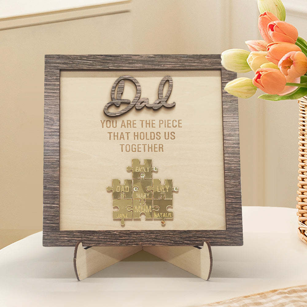 Personalized Dad Puzzle Plaque You Are the Piece That Holds Us Together Father's Day Gift - NameNecklace
