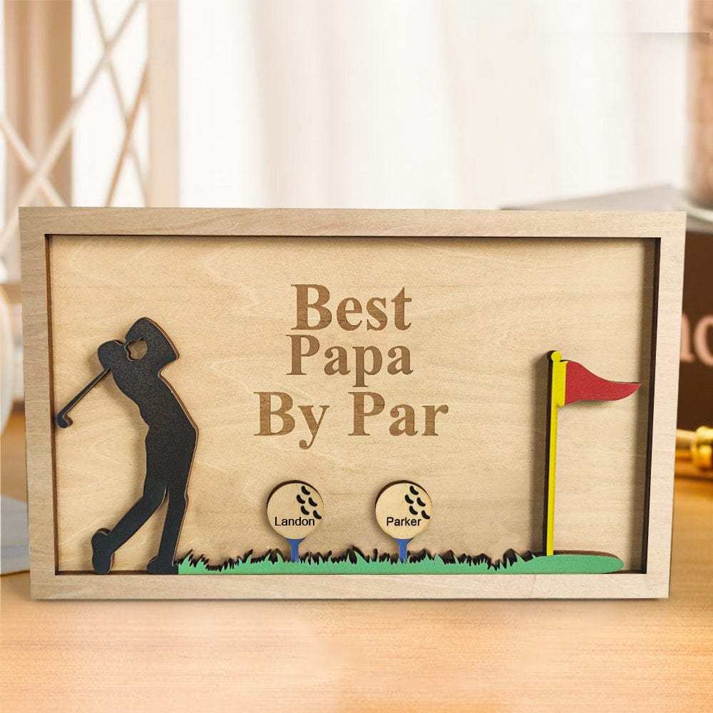 Personalized Father's Day Wooden Golf Sign Engraved Name Plaque Gift for Dad Grandpa - GiftLab