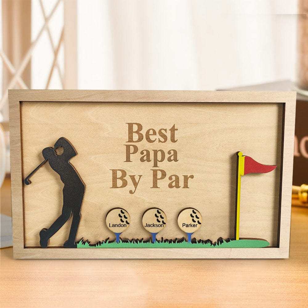 Personalized Father's Day Wooden Golf Sign Engraved Name Plaque Gift for Dad Grandpa - GiftLab