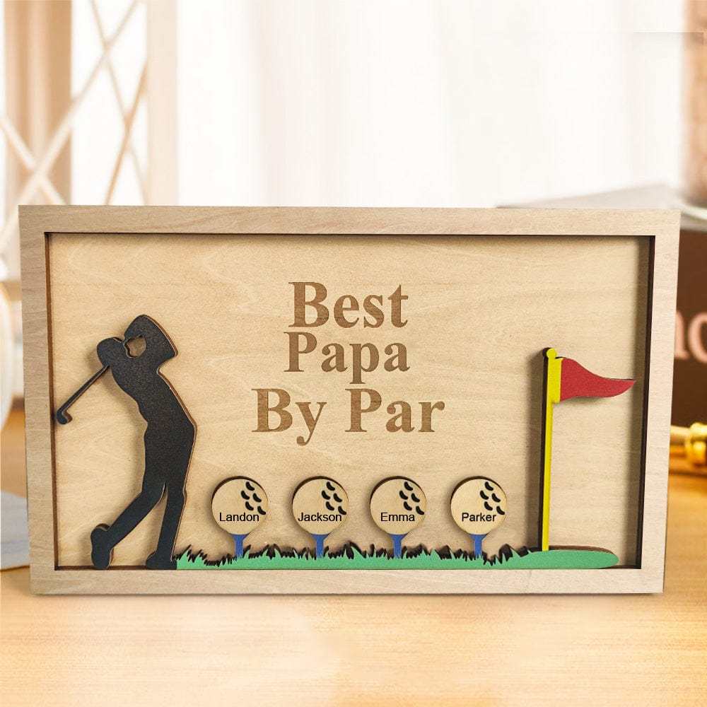 Personalized Father's Day Wooden Golf Sign Engraved Name Plaque Gift for Dad Grandpa - GiftLab