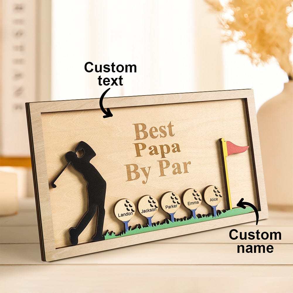 Personalized Father's Day Wooden Golf Sign Engraved Name Plaque Gift for Dad Grandpa - GiftLab