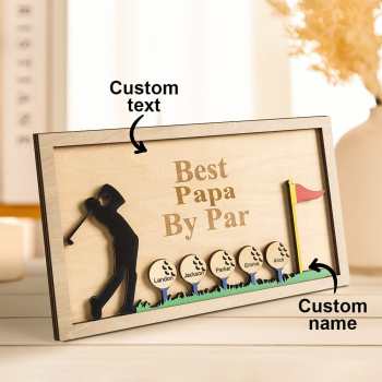 Personalized Father's Day Wooden Golf Sign Engraved Name Plaque Gift for Dad Grandpa - GiftLab