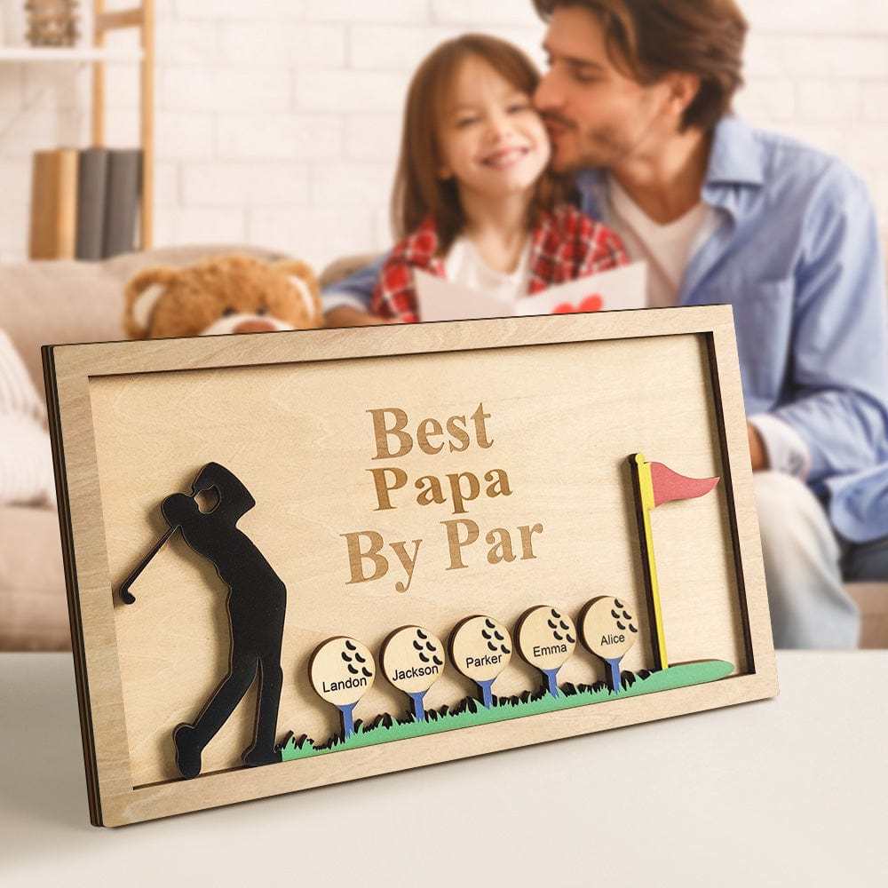 Personalized Father's Day Wooden Golf Sign Engraved Name Plaque Gift for Dad Grandpa - GiftLab