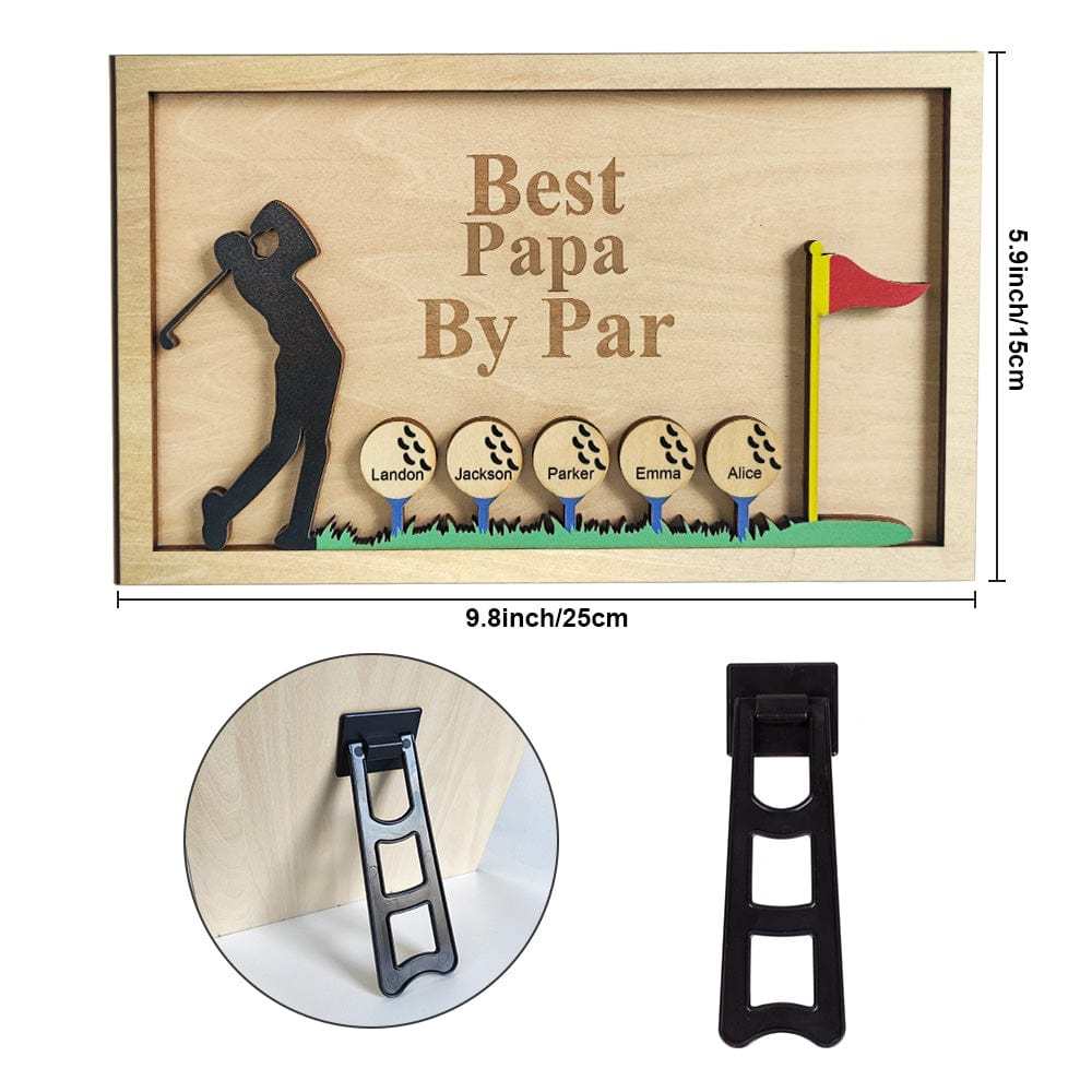 Personalized Father's Day Wooden Golf Sign Engraved Name Plaque Gift for Dad Grandpa - GiftLab