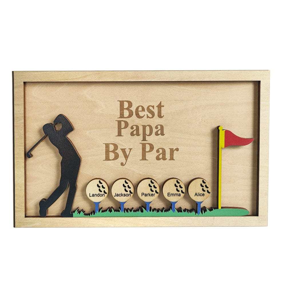 Personalized Father's Day Wooden Golf Sign Engraved Name Plaque Gift for Dad Grandpa - GiftLab