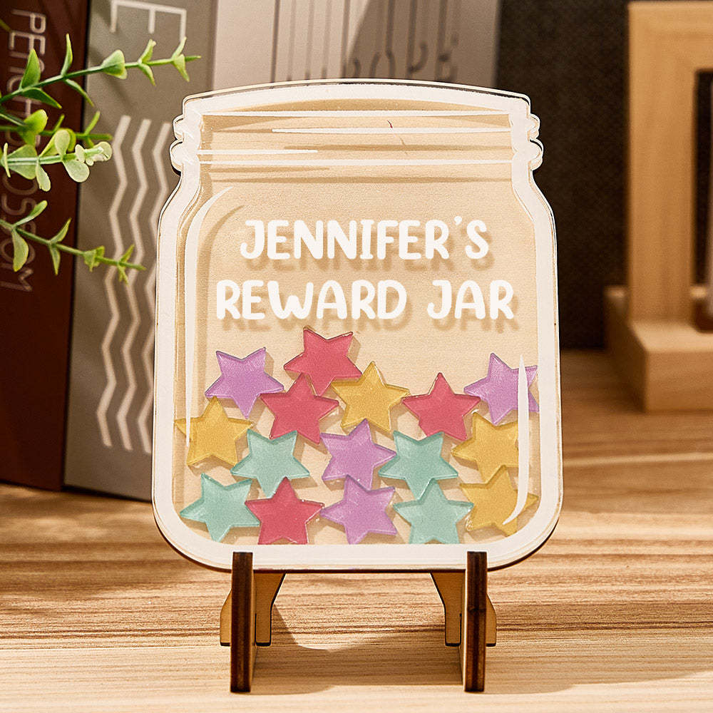 Personalized Stars Reward Jar Custom Text Magnetic Bulletin Board Behavior Jar Gift for Students - NameNecklace