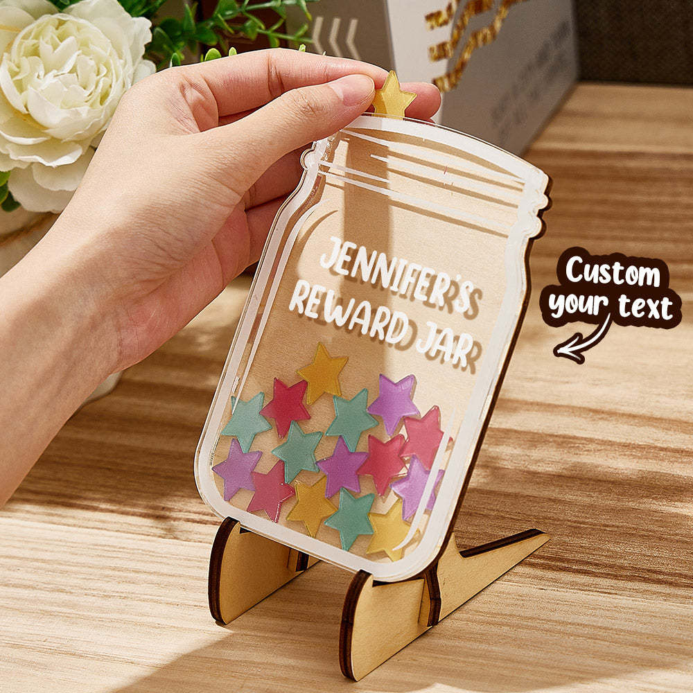 Personalized Stars Reward Jar Custom Text Magnetic Bulletin Board Behavior Jar Gift for Students - NameNecklace