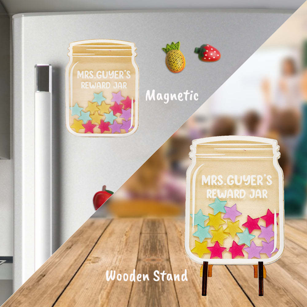 Personalized Stars Reward Jar Custom Text Magnetic Bulletin Board Behavior Jar Gift for Students - NameNecklace