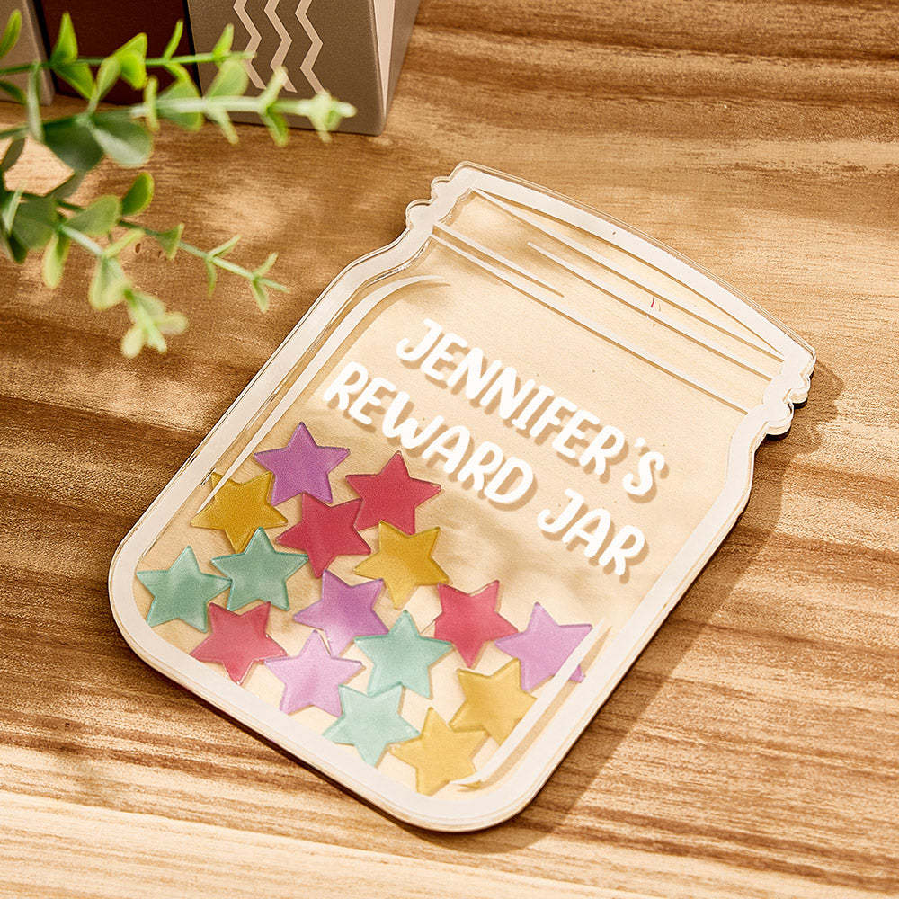 Personalized Stars Reward Jar Custom Text Magnetic Bulletin Board Behavior Jar Gift for Students - NameNecklace