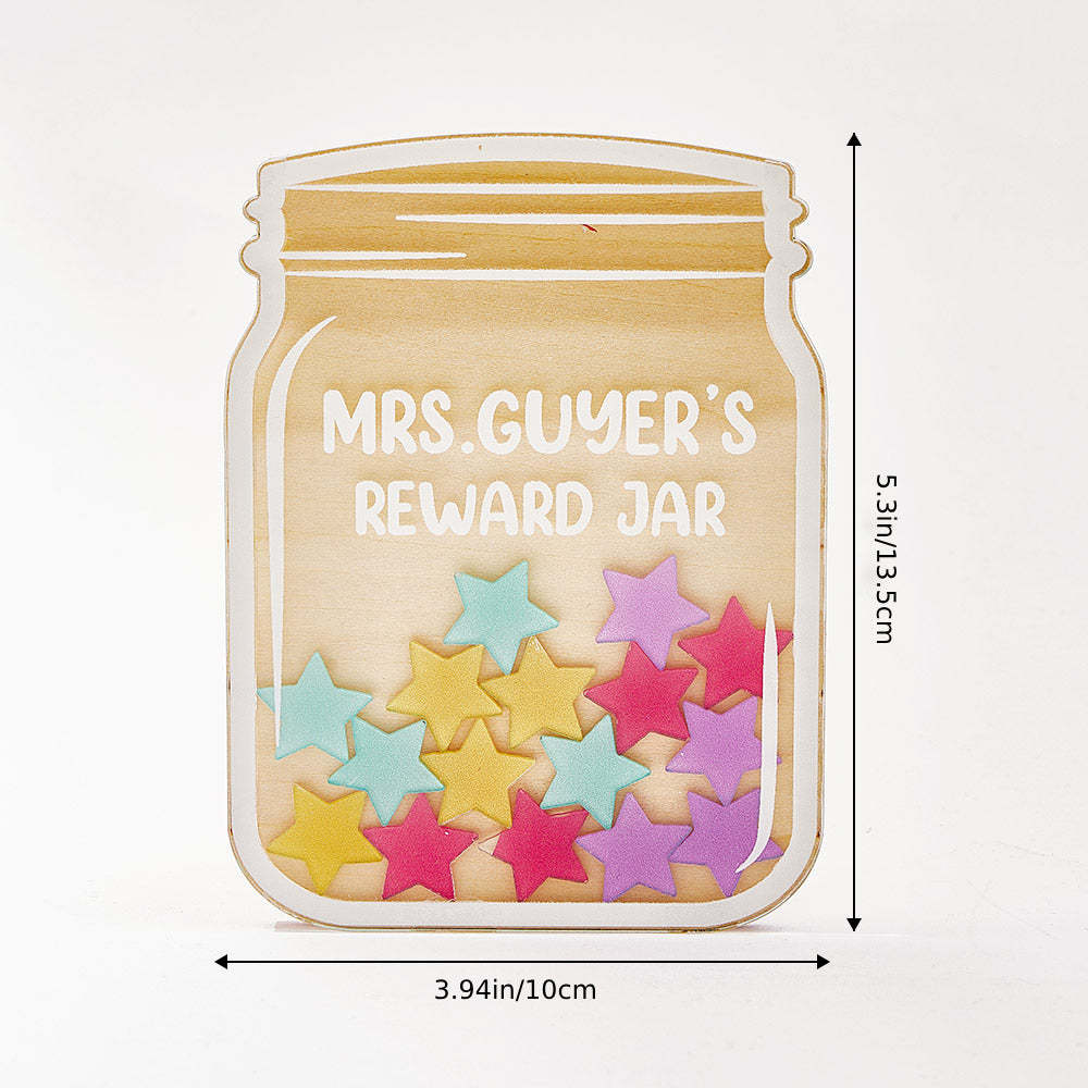 Personalized Stars Reward Jar Custom Text Magnetic Bulletin Board Behavior Jar Gift for Students - NameNecklace