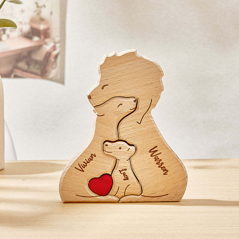 Personalized Wooden Lions Custom Family Member Names Puzzle Home Decor Gifts - NameNecklace