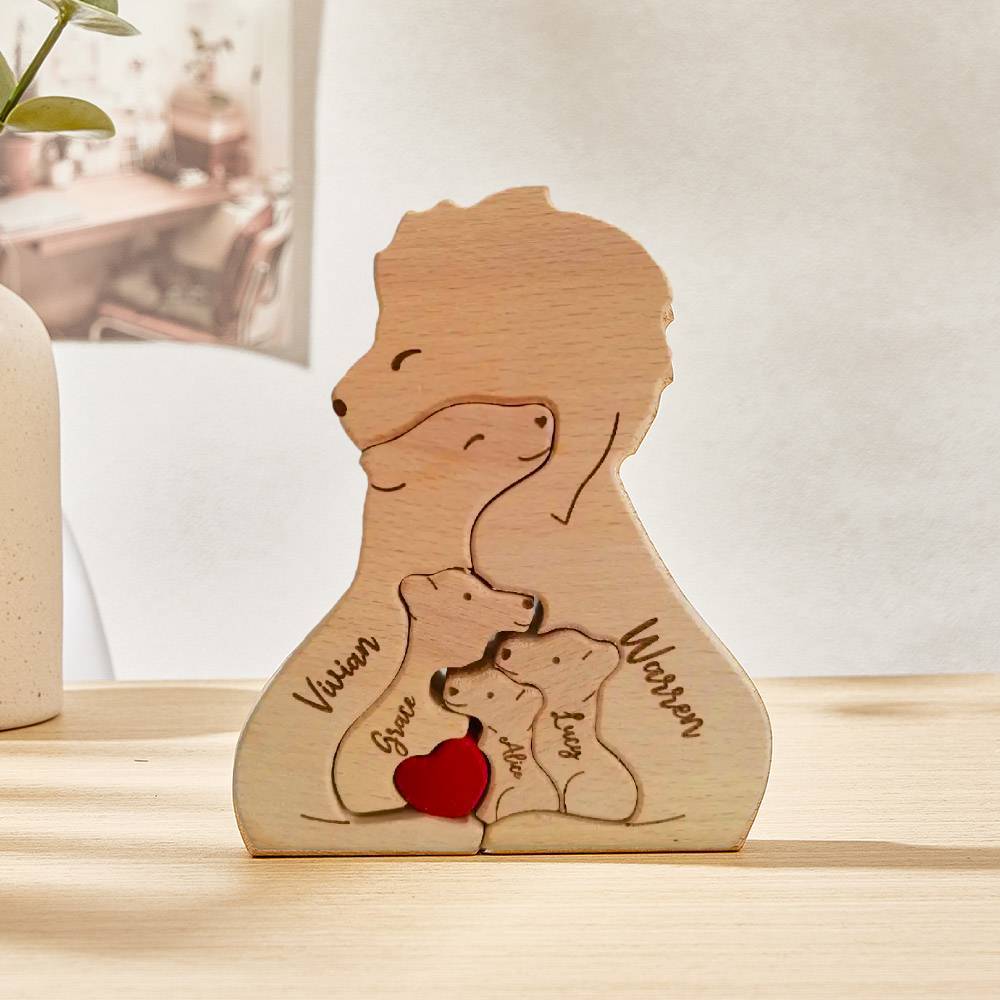 Personalized Wooden Lions Custom Family Member Names Puzzle Home Decor Gifts - NameNecklace