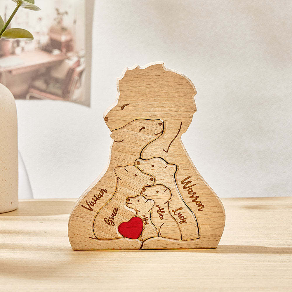 Personalized Wooden Lions Custom Family Member Names Puzzle Home Decor Gifts - NameNecklace