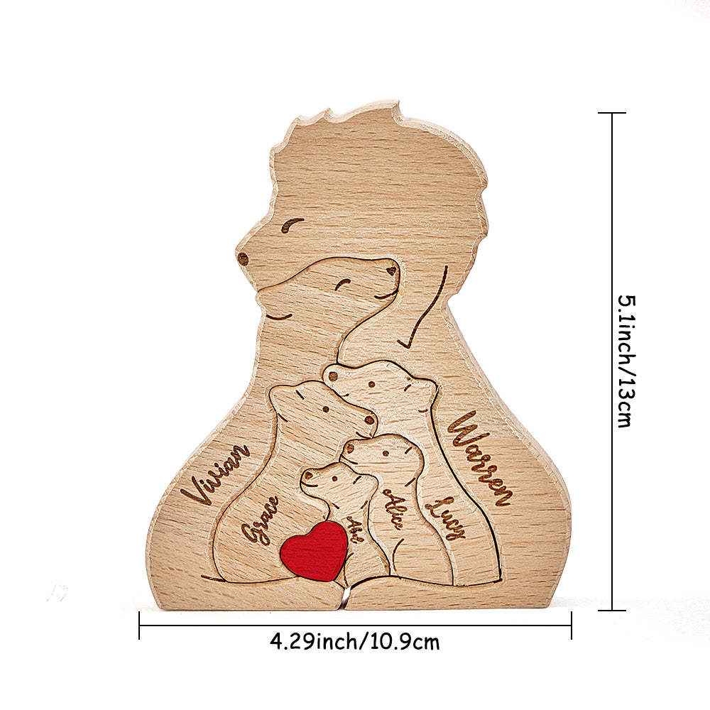 Personalized Wooden Lions Custom Family Member Names Puzzle Home Decor Gifts - NameNecklace