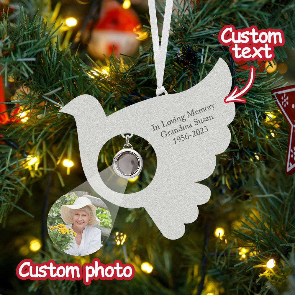 Personalized Projection Ornament Custom Photo Bird Ornament for Memorial Gifts - NameNecklace