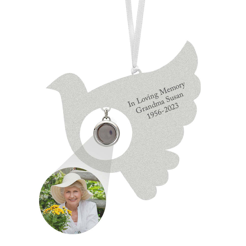 Personalized Projection Ornament Custom Photo Bird Ornament for Memorial Gifts - NameNecklace