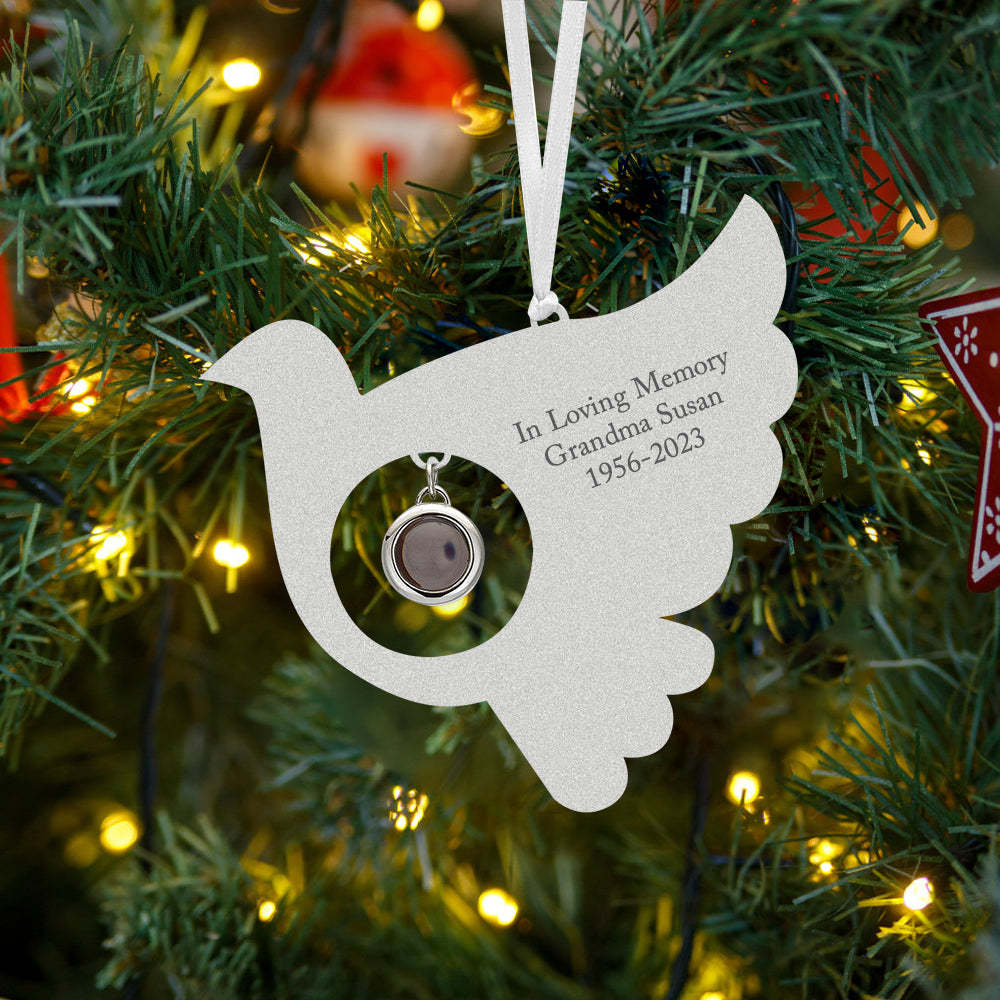 Personalized Projection Ornament Custom Photo Bird Ornament for Memorial Gifts - NameNecklace