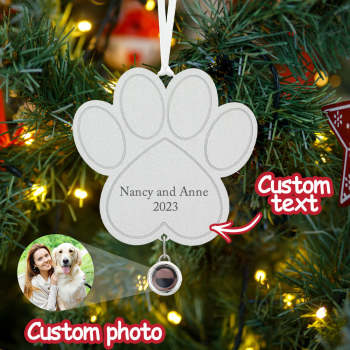 Custom Projection Ornament Personalized Photo Paw Ornament Gifts for Pet Lovers - NameNecklace