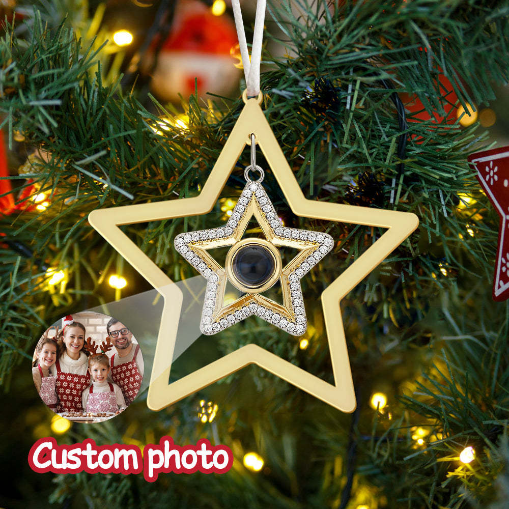 Personalized Projection Ornament Custom Photo Star Ornament for Christmas Gifts - NameNecklace