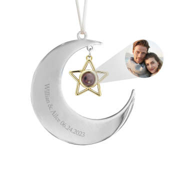 Personalized Projection Ornament Custom Crescent Star Ornament Gifts for Her - NameNecklace