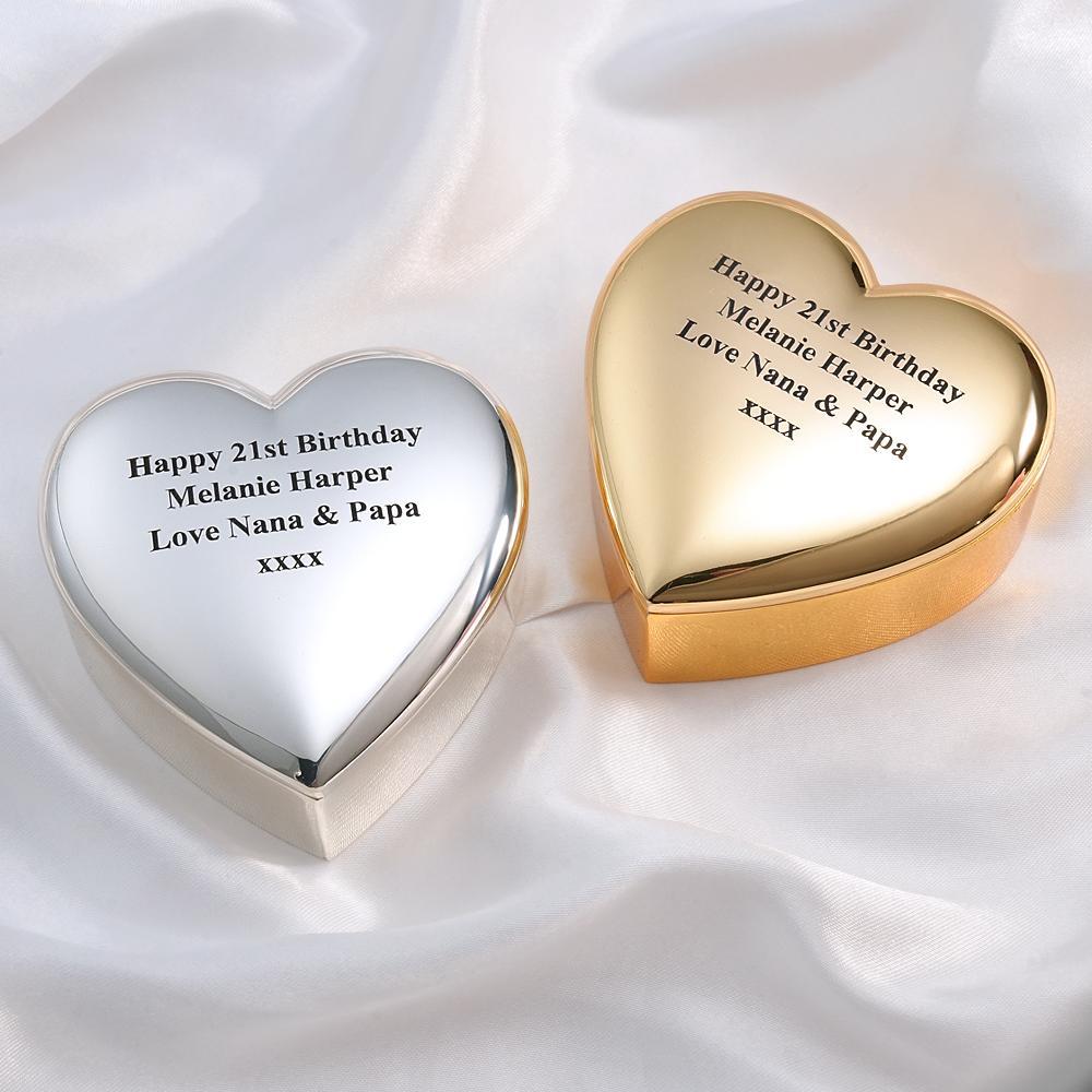 Personalized Engraved Heart Ring Box Exquisite Metal Jewelry Box Gifts For Her - NameNecklace