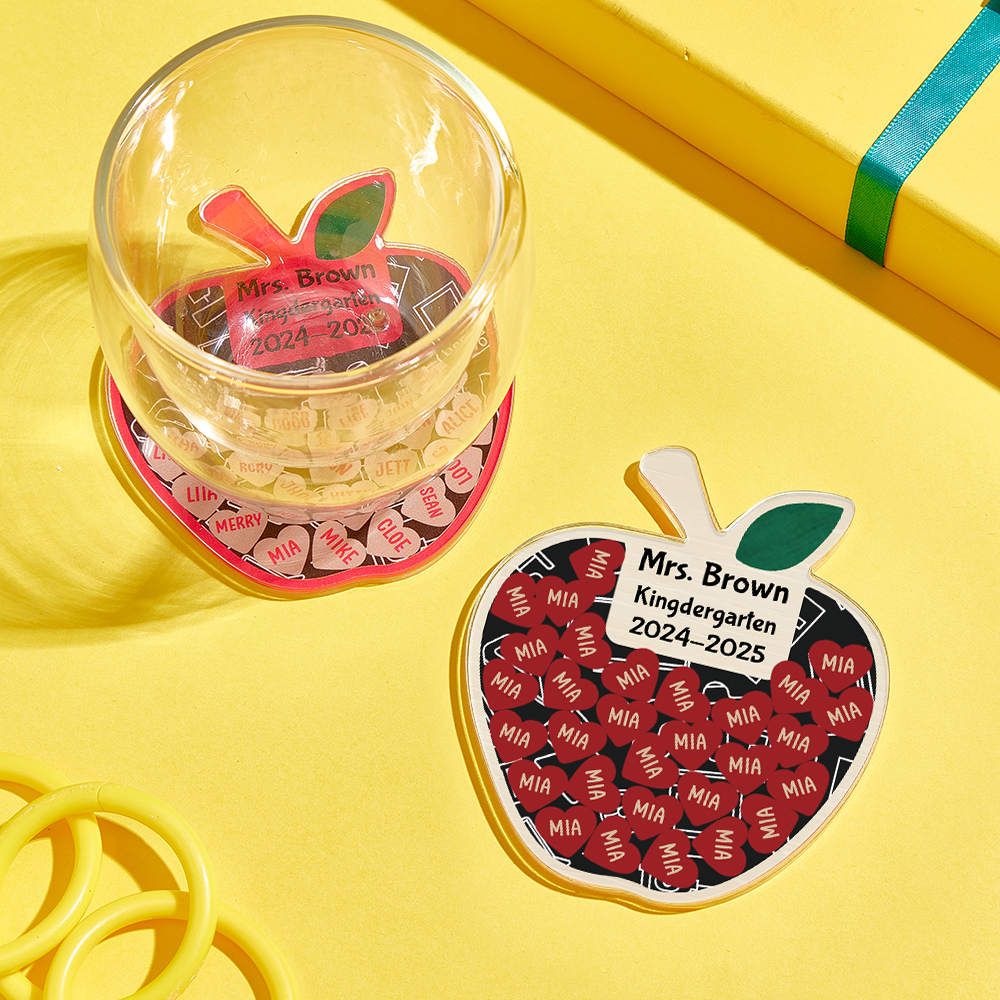 Personalized Teacher Appreciation Apple Magnet - Custom Classroom Thank You Gift with Student Names & School Year