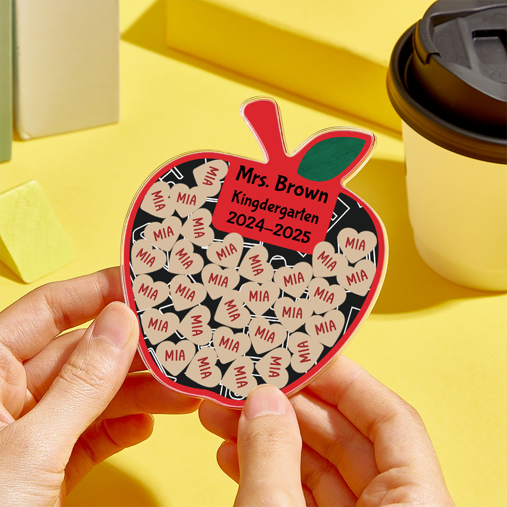 Personalized Teacher Appreciation Apple Magnet - Custom Classroom Thank You Gift with Student Names & School Year