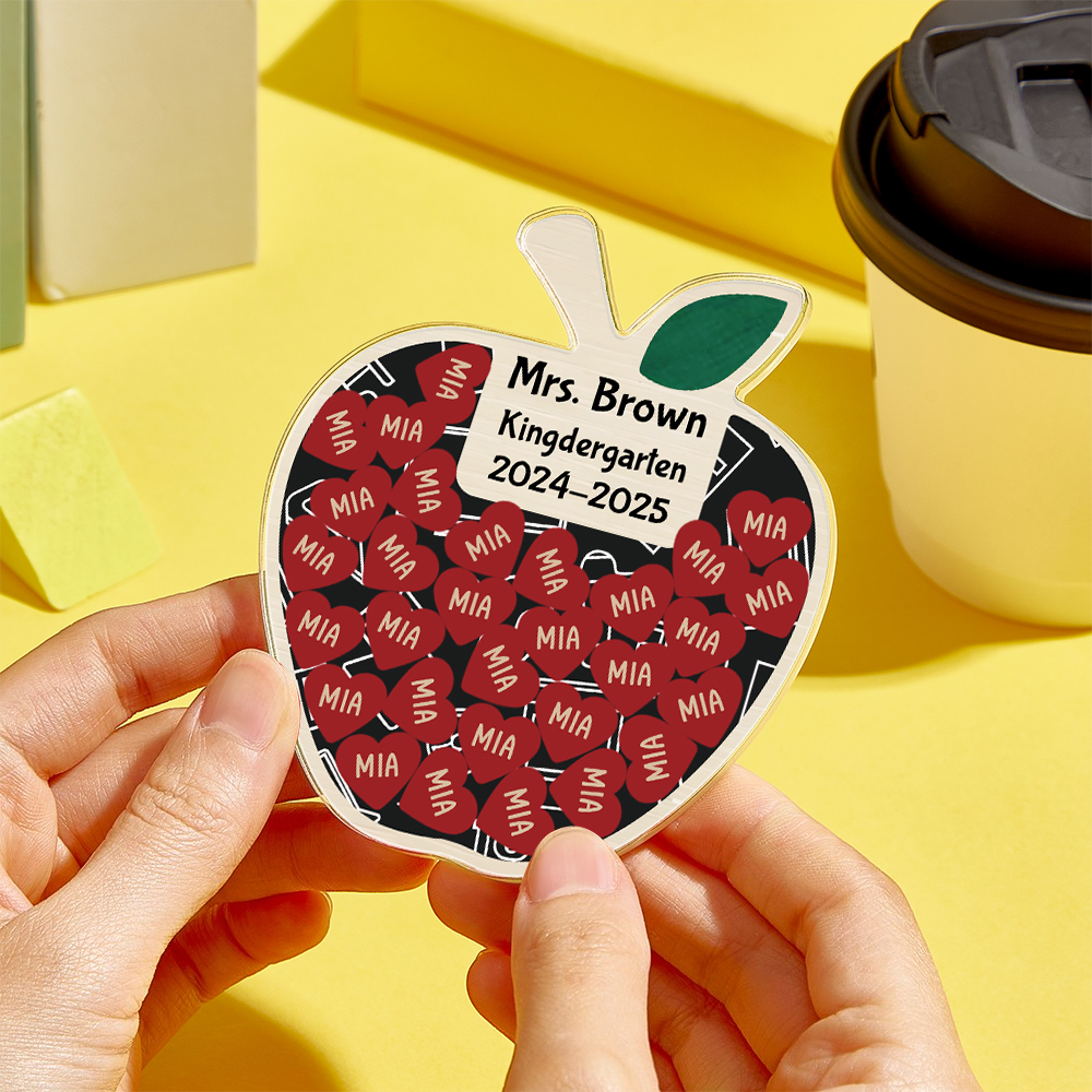 Personalized Teacher Appreciation Apple Magnet - Custom Classroom Thank You Gift with Student Names & School Year
