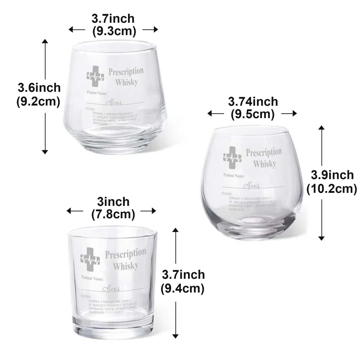 Personalized Funny Prescription Whisky Glass Father's Day Birthday Gift for Dad Grandpa - NameNecklace