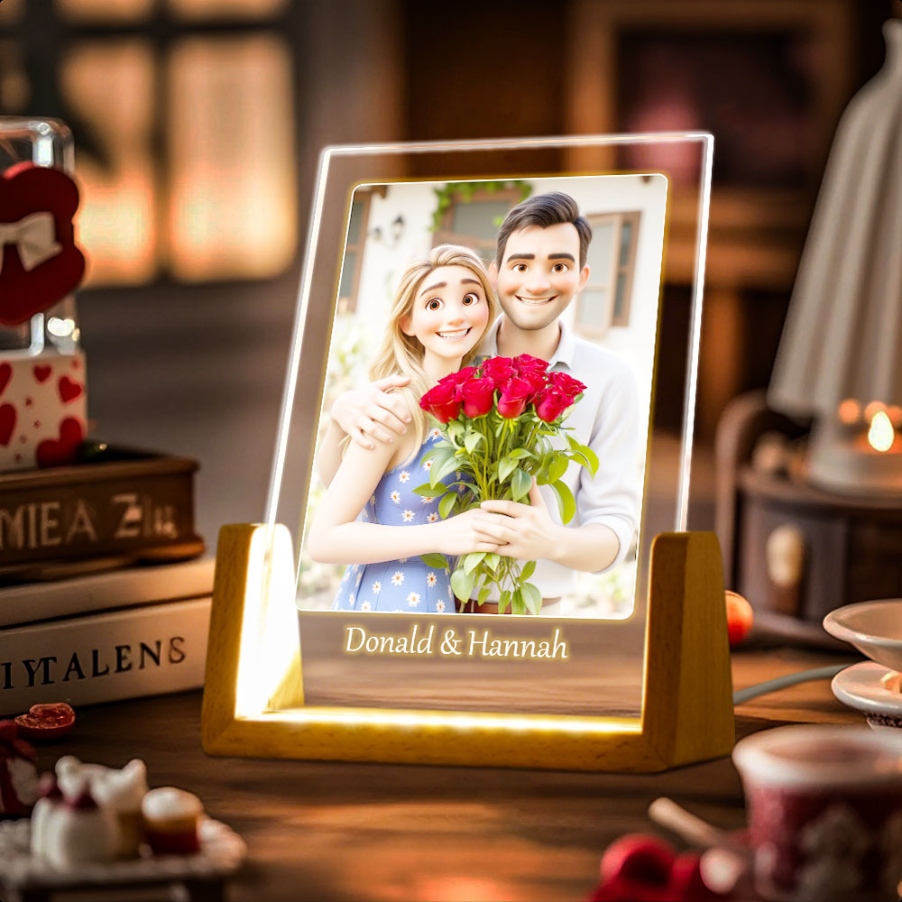 Valentine's Day Gifts Personalized Cartoon Acrylic Photo Lamp Sweet Gift for Couples