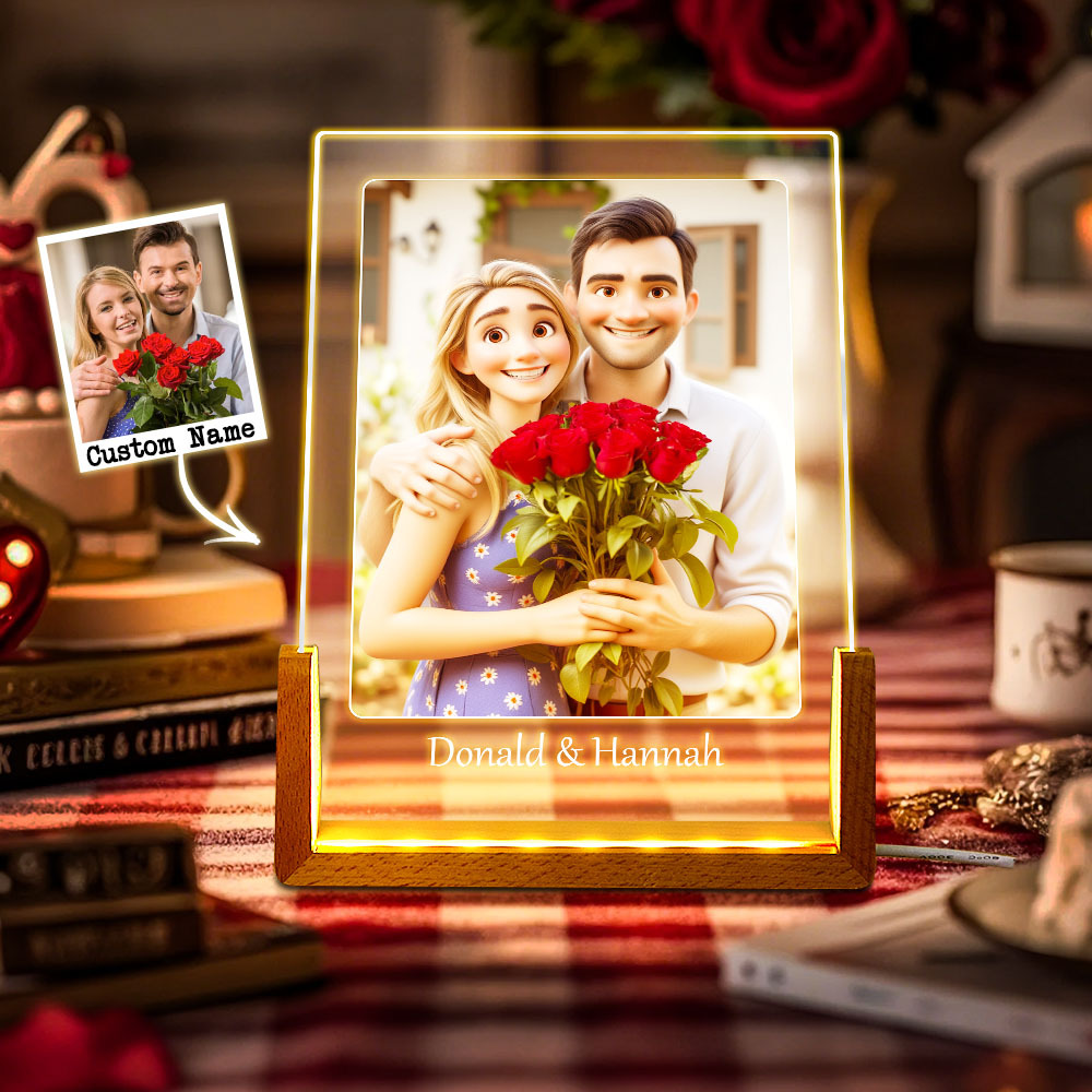 Valentine's Day Gifts Personalized Cartoon Acrylic Photo Lamp Sweet Gift for Couples