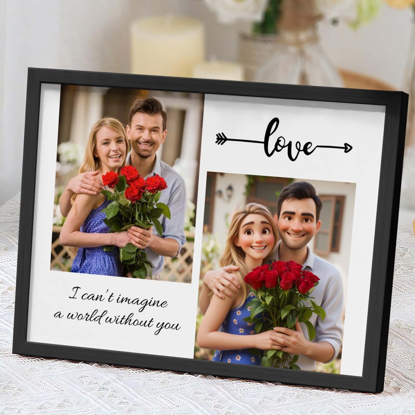 Personalized Picture Frame Cartoon Style Best Gift for Friend