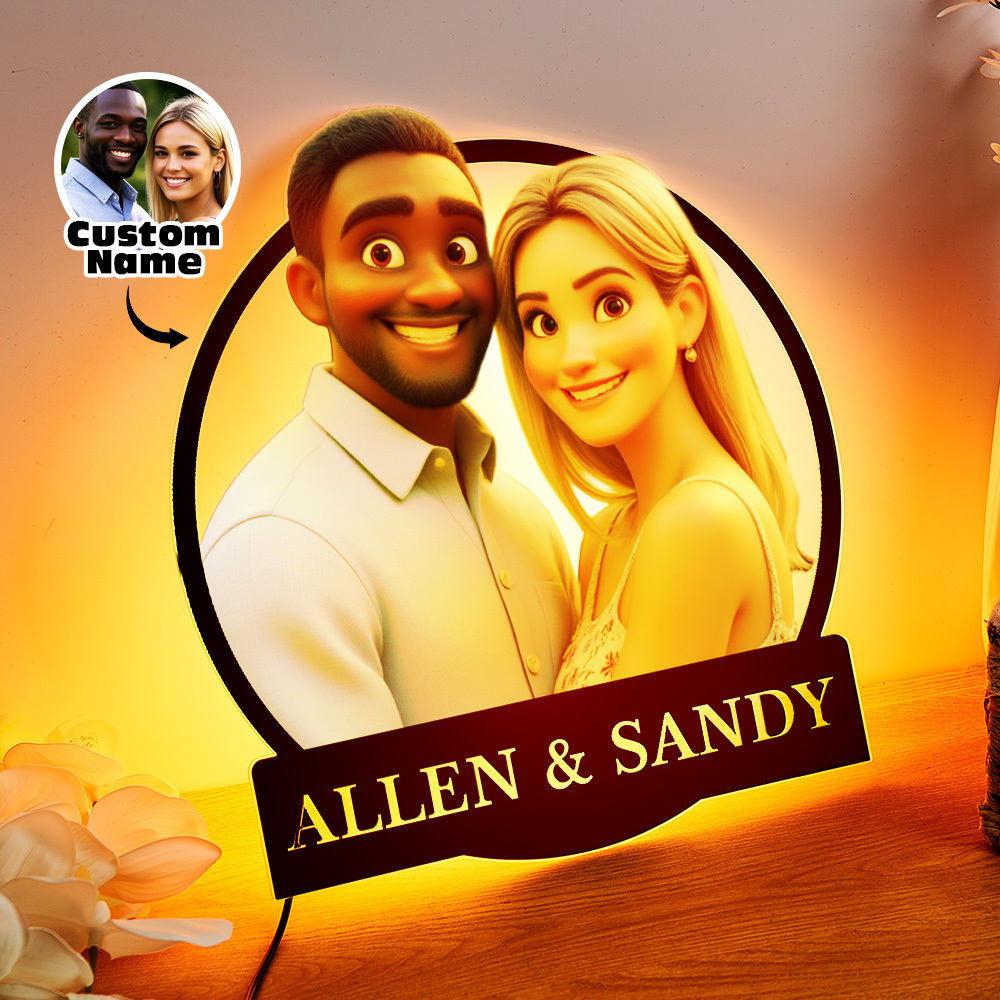 Personalized Round Cartoon Photo Frame Romantic Gift For Valentine's Day