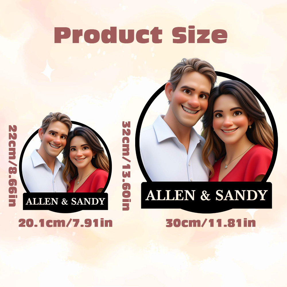 Personalized Round Cartoon Photo Frame Romantic Gift For Valentine's Day