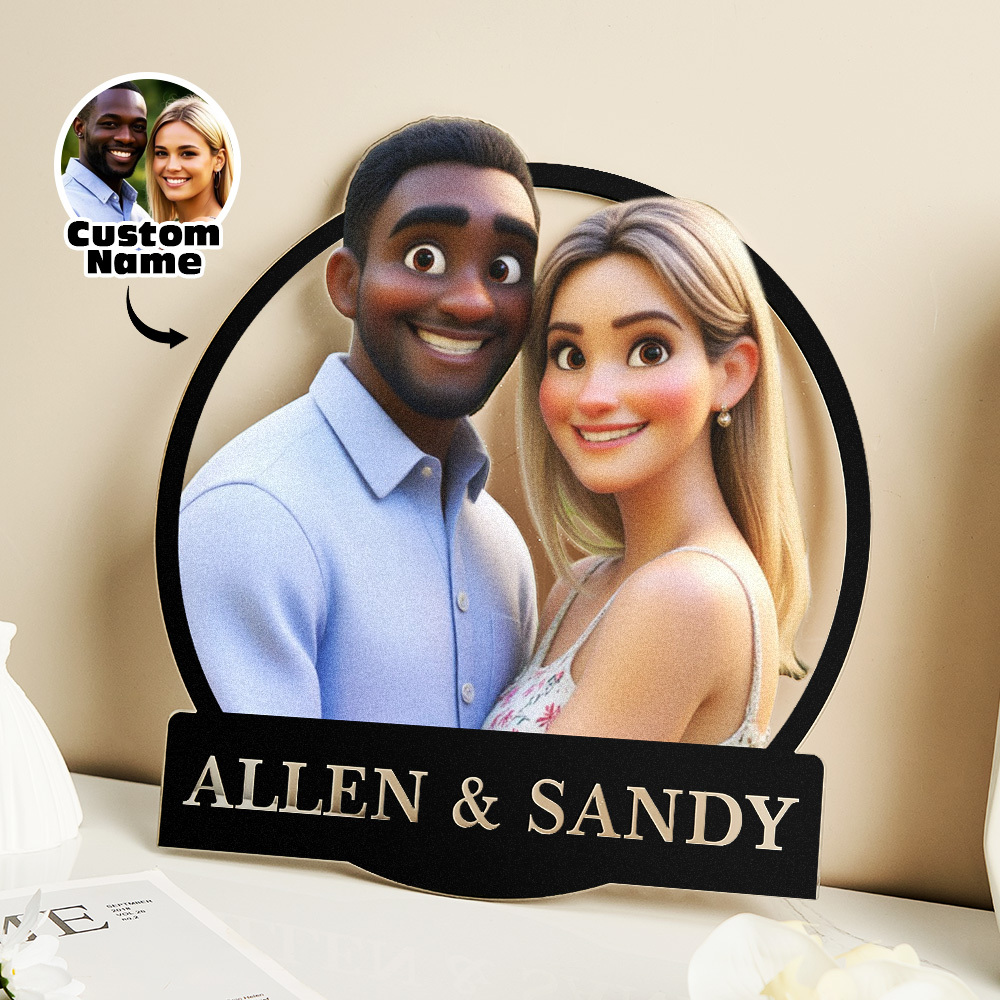 Personalized Round Cartoon Photo Frame Romantic Gift For Valentine's Day