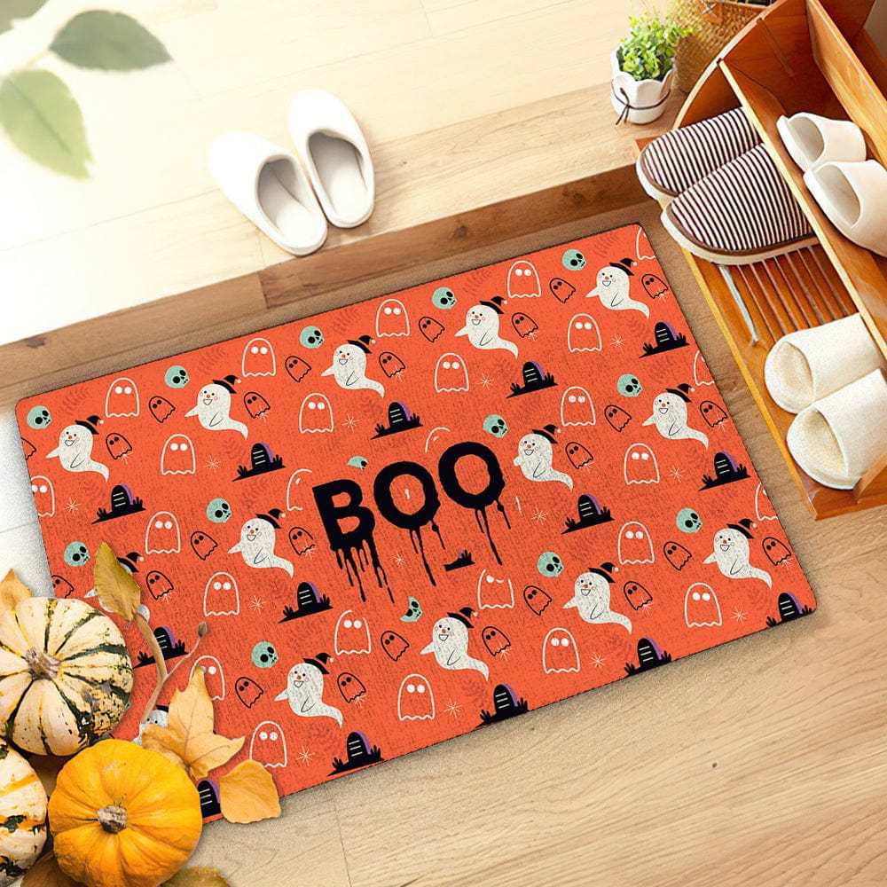 Halloween Door Mat Boo Print Front Floor Mat Boo Welcome Mat Halloween Decor - Giftlab
