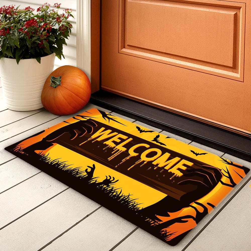 Halloween Door Mat Pumpkin Welcome Mat Fall Floor Mat Halloween Home Decor - Giftlab