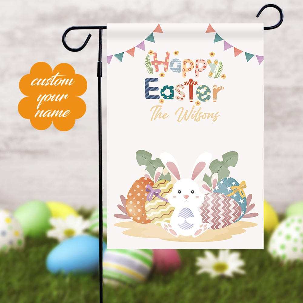 Custom Garden Flag Happy Easter Outdoor Decor Welcome Flag