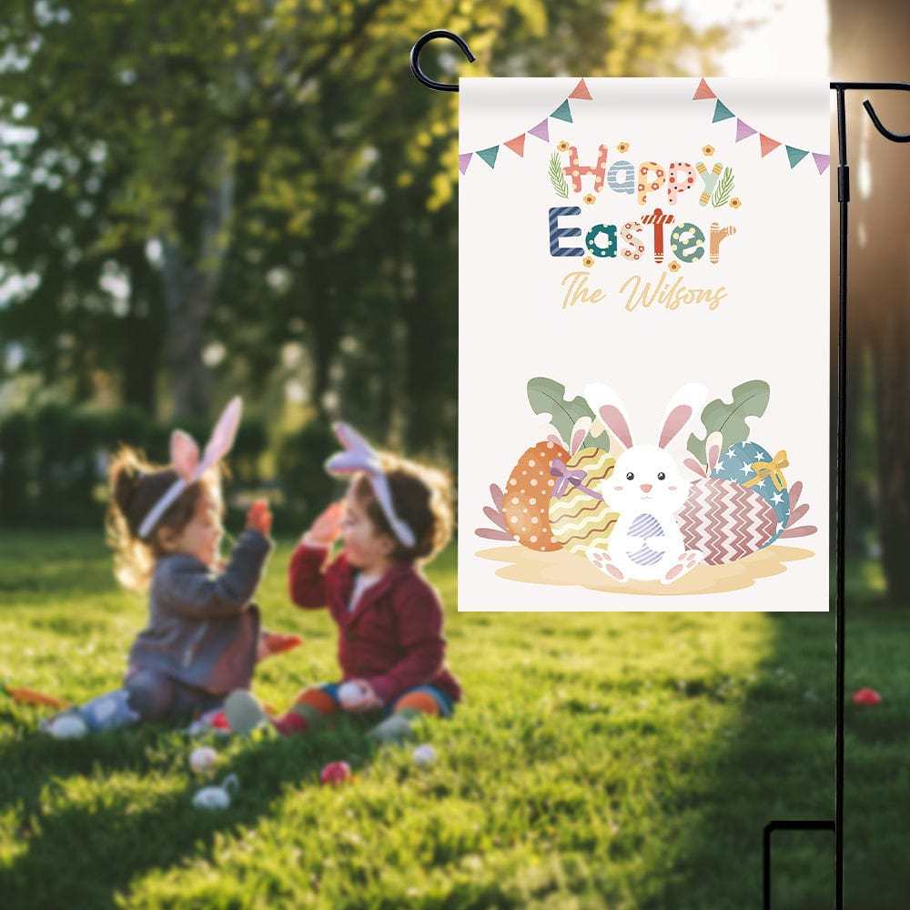 Custom Garden Flag Happy Easter Outdoor Decor Welcome Flag