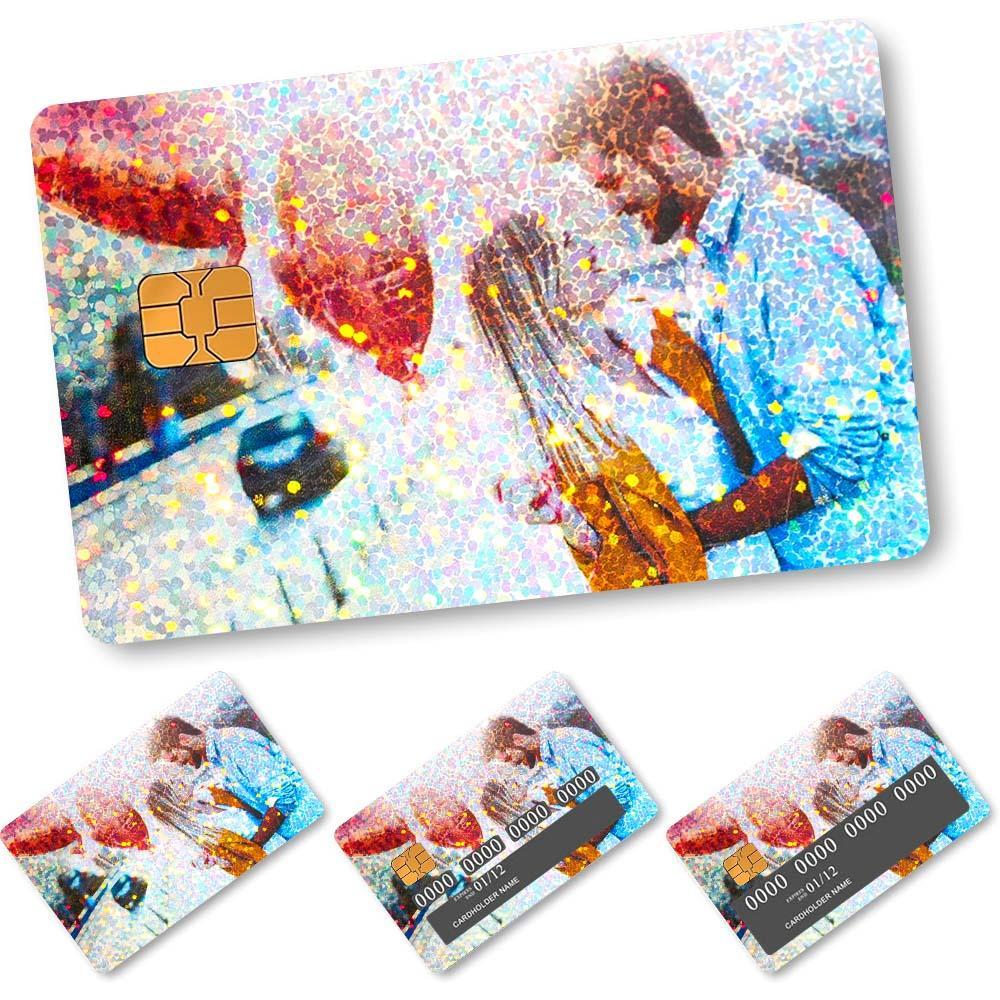 Custom Card Cover Your Photo Sticker Waterproof Card Cover Personalized Card Skin Set 4 Pieces in 1