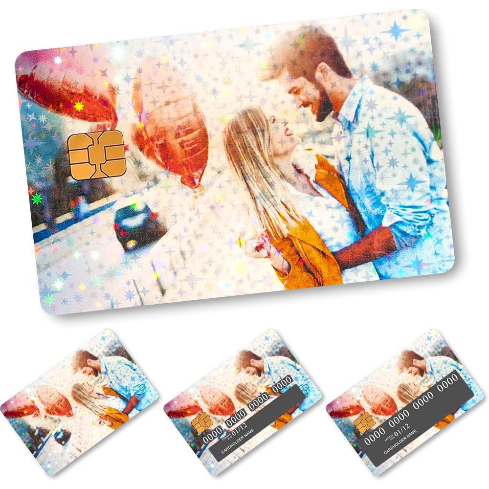 Custom Card Cover Your Photo Sticker Waterproof Card Cover Personalized Card Skin Set 4 Pieces in 1