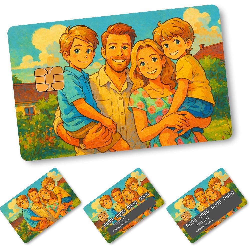 Custom Card Cover Your Photo Sticker Waterproof Card Cover Personalized Card Skin Set 4 Pieces in 1