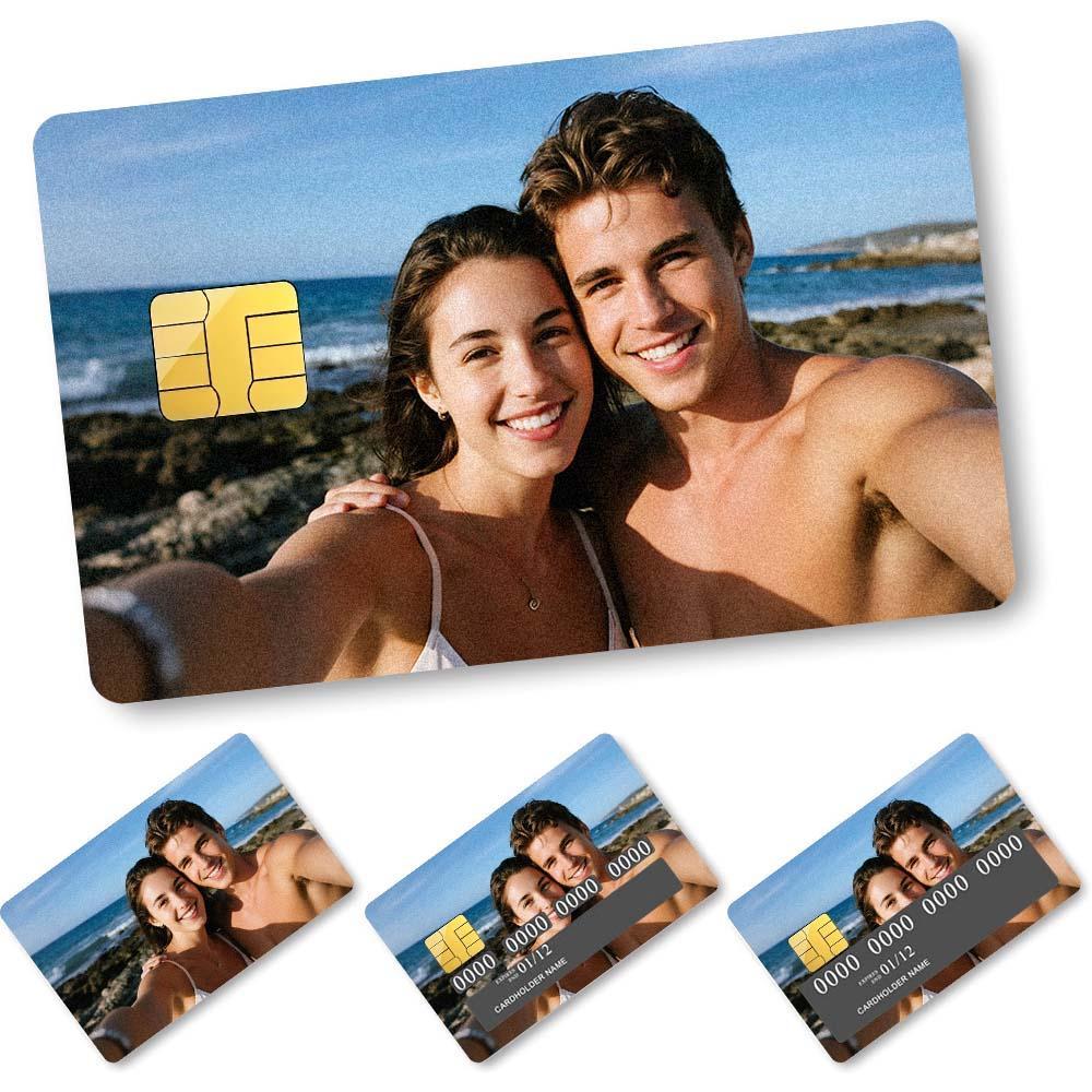 Custom Card Cover Your Photo Sticker Waterproof Card Cover Personalized Card Skin Set 4 Pieces in 1