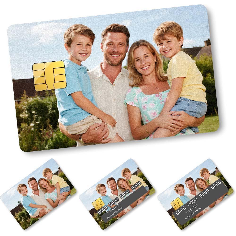 Custom Card Cover Your Photo Sticker Waterproof Card Cover Personalized Card Skin Set 4 Pieces in 1