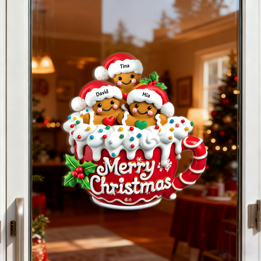 Merry Christmas - Personalized Gingerbread Family Decal