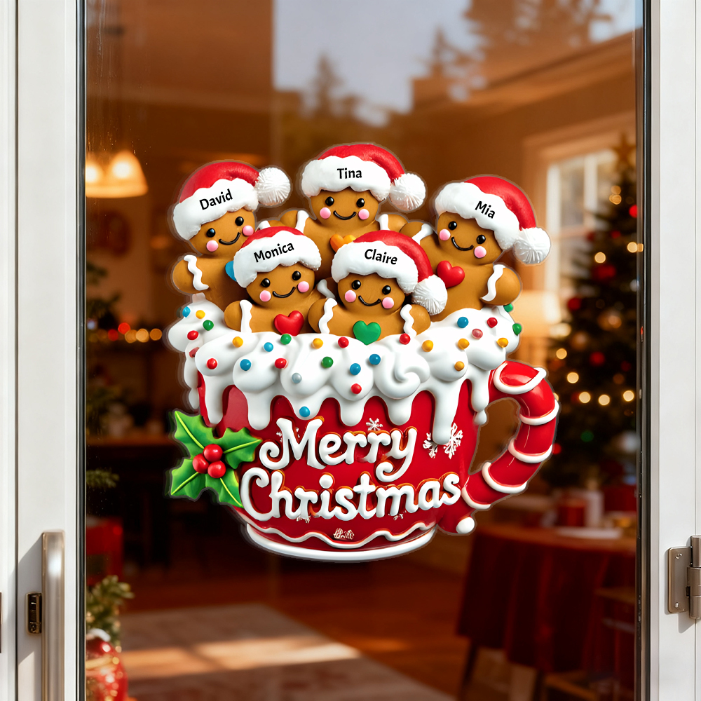 Merry Christmas - Personalized Gingerbread Family Decal