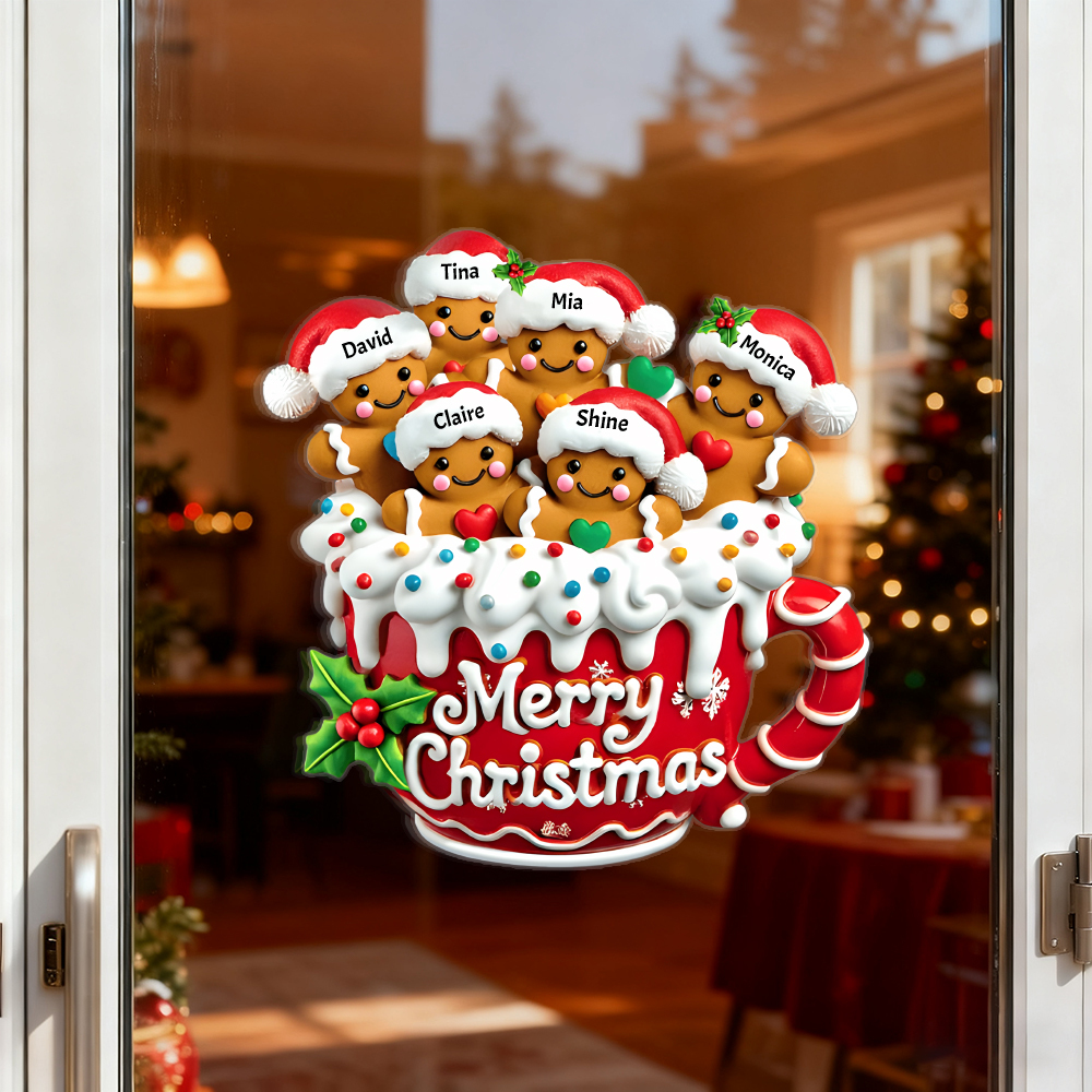 Merry Christmas - Personalized Gingerbread Family Decal